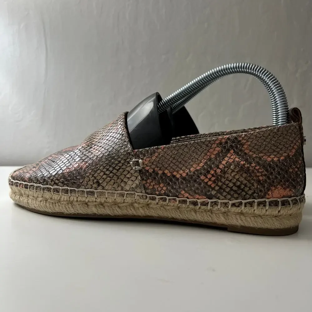 Sam Edelman Nude Pink Snake Khloe Slip On Espadrille Size 8.5 Vacation Summer